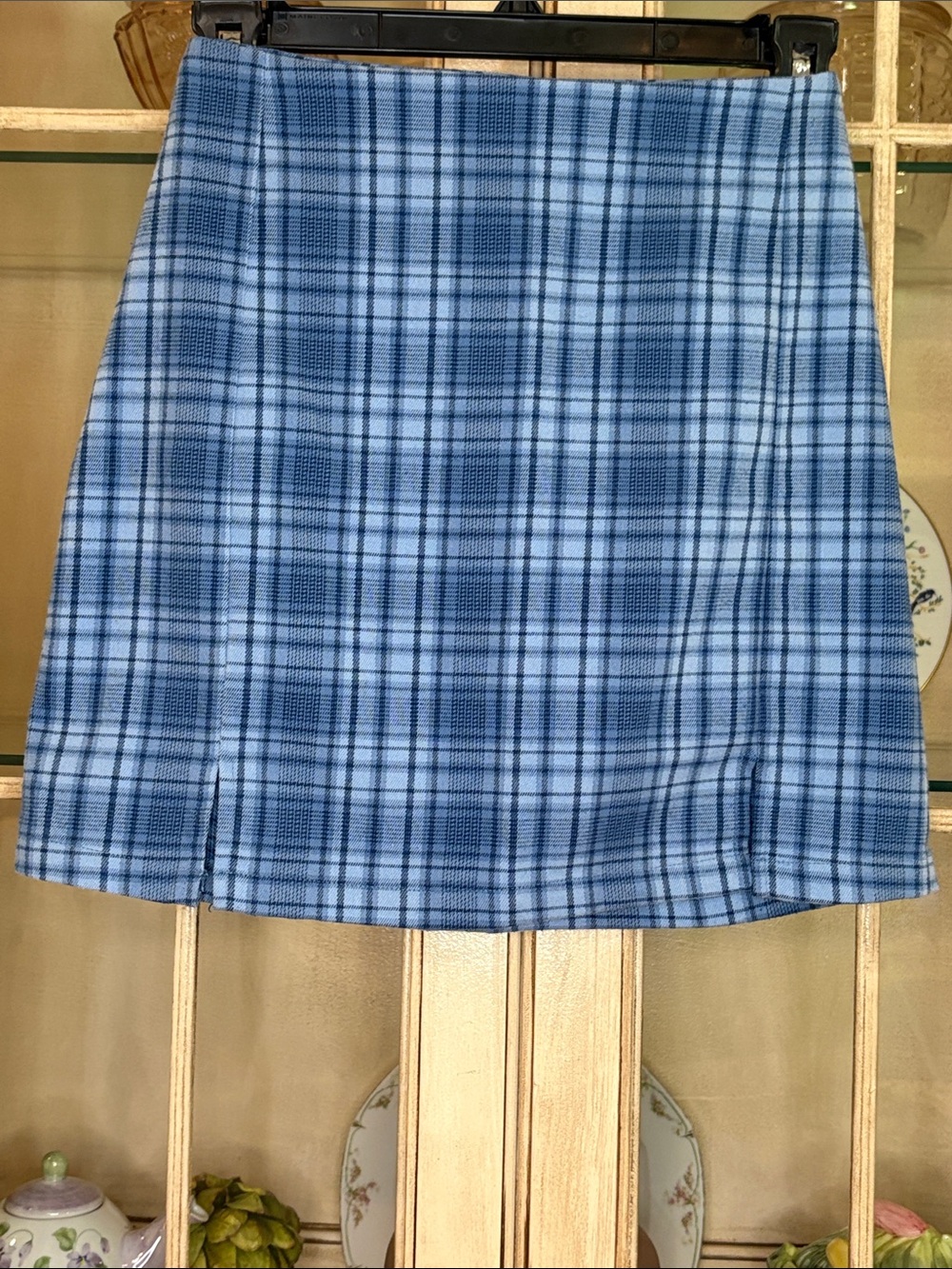 Brandy Melville Blue Plaid Mini Skirt - Classic A-Line